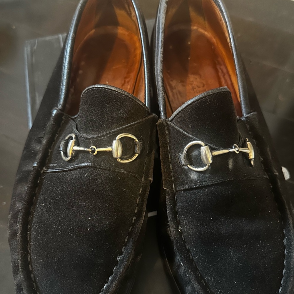Gucci Black Loafers with silver Accent